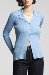 Weekend Los Angeles Allison Rib Button-up Top In Bright Blue