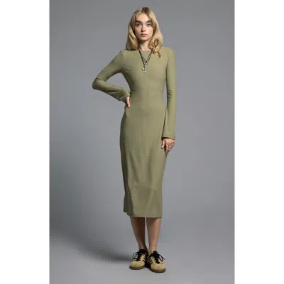 Weekend Los Angeles Angelina Long Sleeve Rib Maxi Dress In Bonsai