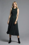Weekend Los Angeles Ariana Sleeveless Mixed Media Midi Dress In Deep Forest