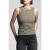 Weekend Los Angeles Britton Ribbed Tank In Smokey Olive