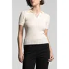 Weekend Los Angeles Courtney Johnny Collar Rib Top In Creme
