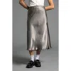 Weekend Los Angeles Emory Crinkled Satin Midi Skirt In Smokey Olive