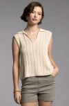 Weekend Los Angeles Gia Collared Linen & Cotton Sweater Vest In Bone