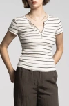 Weekend Los Angeles Isabella Stripe Rib Top In Ivory St3005