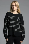 Weekend Los Angeles Kisha Striped Crewneck Sweater In Black Ivory Stripe In Black Ivory Stripe