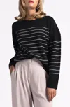 Weekend Los Angeles Kisha Striped Crewneck Sweater In Black Ivory Stripe In Black