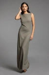 Weekend Los Angeles Leighton Sleeveless Rib Maxi Dress In Smokey Olive