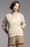 Weekend Los Angeles Lisette Linen & Cotton Cardigan In Bone