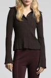 Weekend Los Angeles Marisa Ribbed Polo Sweater In Espresso