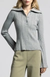 Weekend Los Angeles Marisa Ribbed Polo Sweater In Gray
