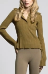 Weekend Los Angeles Marisa Ribbed Polo Sweater In Oregano