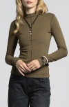 Weekend Los Angeles Marisol Mock Neck Top In Green