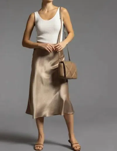 Weekend Los Angeles Miranda Satin Midi Skirt In Light Taupe In Multi