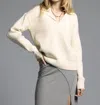 Weekend Los Angeles Notched Collar Rae Sweater In Creme In Beige