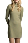 Weekend Los Angeles Penelope Turtleneck Long Sleeve Rib Minidress In Bonsai