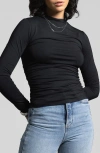 Weekend Los Angeles Rose Ruched Top In Black