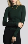 Weekend Los Angeles Rose Ruched Top In Deep Forest
