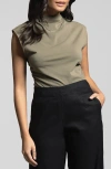Weekend Los Angeles Simone Stretch Pima Cotton Top In Green