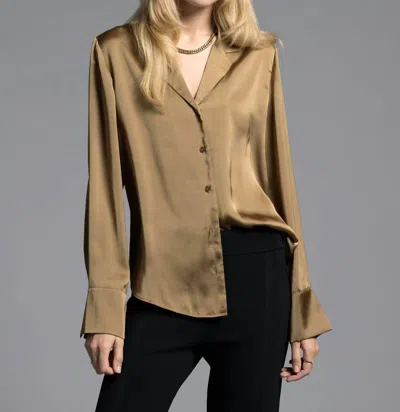 Weekend Los Angeles V-neck Button Up Brienne Top In Bronze