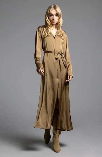 Weekend Los Angeles Yves Long Sleeve Shirtdress In Bronze