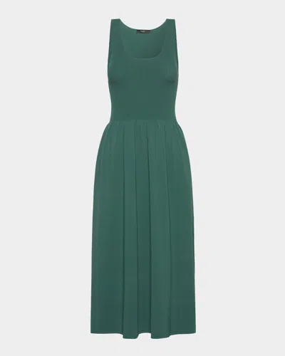 Weekend Max Mara Sleeveless Fit-and-flare Viscose Midi Dress In Green