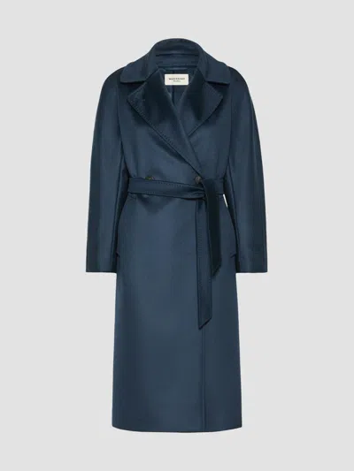 Weekend Max Mara Omens Ultramarine Resina Double-breasted Wool Coat In Blue