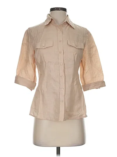 Pre-owned Weekend Max Mara 3/4 Sleeve Button Down Shirt In Tan