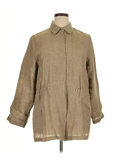 Pre-owned Weekend Max Mara 3/4 Sleeve Button Down Shirt In Tan
