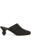 Weekend Max Mara 55mm Woven Slide Mules In Black