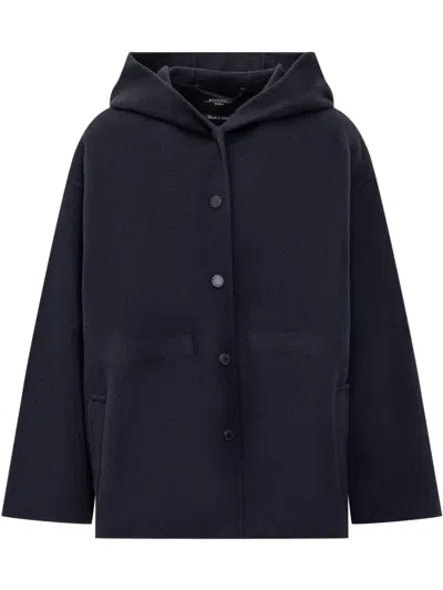 Weekend Max Mara Hooded Wool Coat In Black