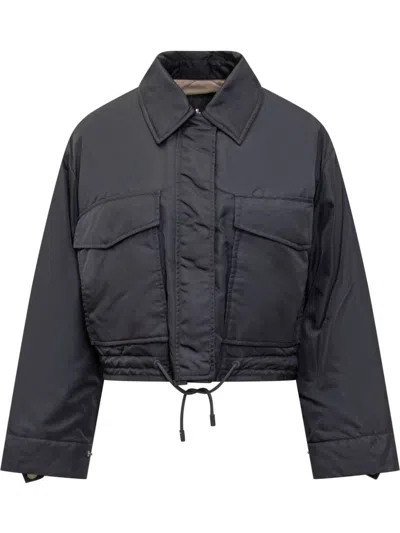 Weekend Max Mara Twill Bomber Jacket In Black