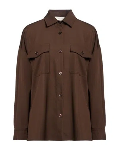 Weekend Max Mara A Weekend With Giuliva Heritage Woman Shirt Dark Brown Size 4 Virgin Wool