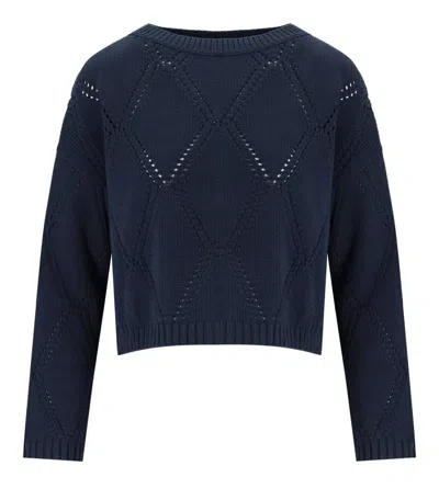 WEEKEND MAX MARA WEEKEND MAX MARA ABBOZZI BLUE CREWNECK SWEATER
