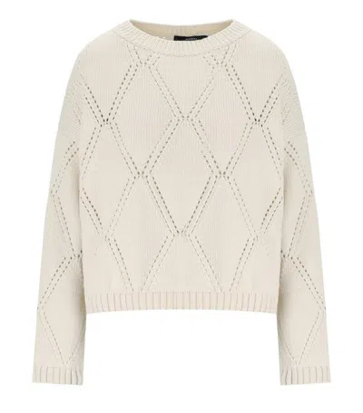 Weekend Max Mara Abbozzi Ecru Crewneck Jumper In White