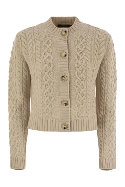 Weekend Max Mara Abito - Plaited Wool Cardigan In Neutral