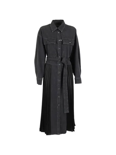 Weekend Max Mara Abito Citrato Belted Pleated Dress In Black