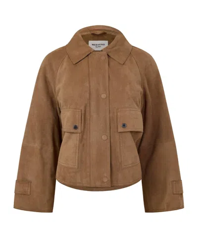 Weekend Max Mara Abito Leather Jacket In Brown