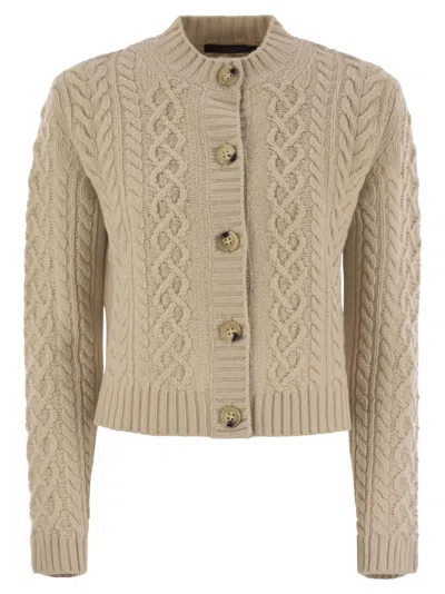 Weekend Max Mara Abito Plaited Wool Cardigan In Sand