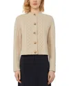 Weekend Max Mara Abito Wool Crewneck Cable Knit Cardigan In Nude