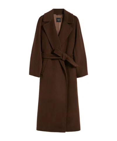 Weekend Max Mara Abrigo Largo De Lana Y Alpaca In Burgundy