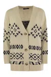 Weekend Max Mara V-neck Cardigan In Ecru/black
