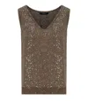 Weekend Max Mara Omens Acaici Sequin Knitted Top Marron Glace In Brown
