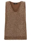 Weekend Max Mara Omens Acaici Sequin Knitted Top Marron Glace In Brown