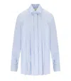 Weekend Max Mara Omens Light Blue Acanto Pleat Cotton Shirt In Blue
