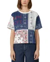 Weekend Max Mara Weekend Maxmara Printed Organic Cotton T-shirt White In Blue