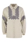 Weekend Max Mara Omens Ivory Adda Printed Cotton-poplin Shirt In Neutral