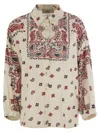 Weekend Max Mara Long Sleeve Paisley Print Cotton Top In Neutral