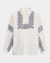 Weekend Max Mara Adda Floral-print Cotton Poplin Shirt In Neutral