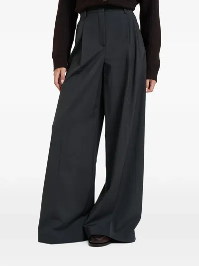 Weekend Max Mara Adelf Pleated Wide-leg Trousers In Gray