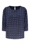 Weekend Max Mara Silk Floral Print Blouse In Blue